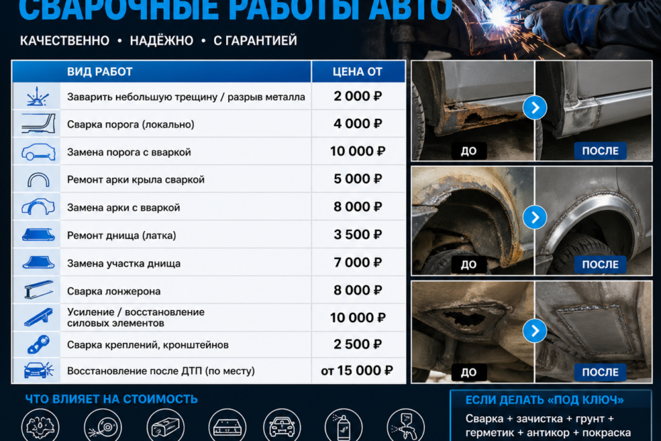 Расценки на кузовные сварочные работы авто
