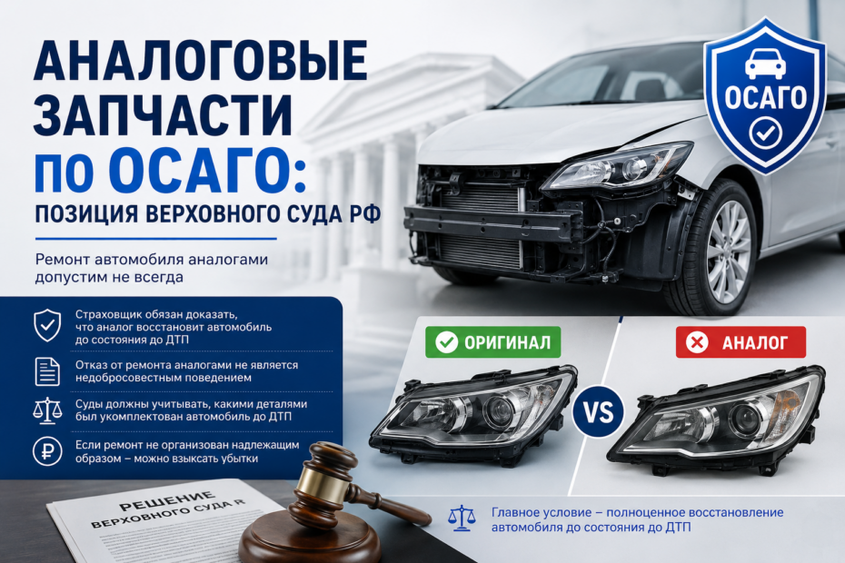 Аналоговые запчасти по ОСАГО при ремонте автомобиля после ДТП